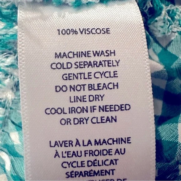 Beach Lunch Lounge Sheetal Gingham Blouse Women's Large Happy Green Classic - Picture 6 of 7